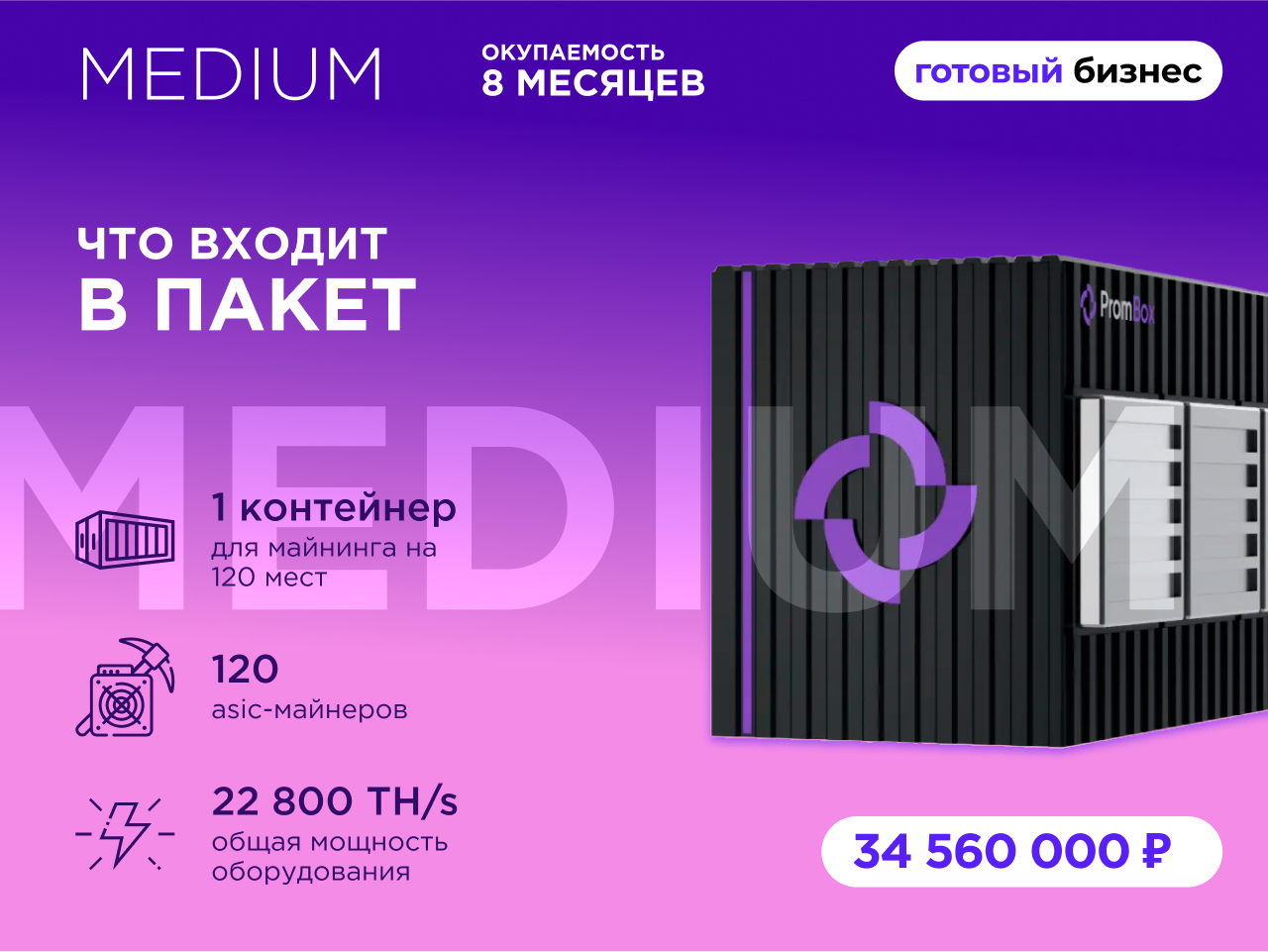 Готовый бизнес  PM Medium на 120 мест