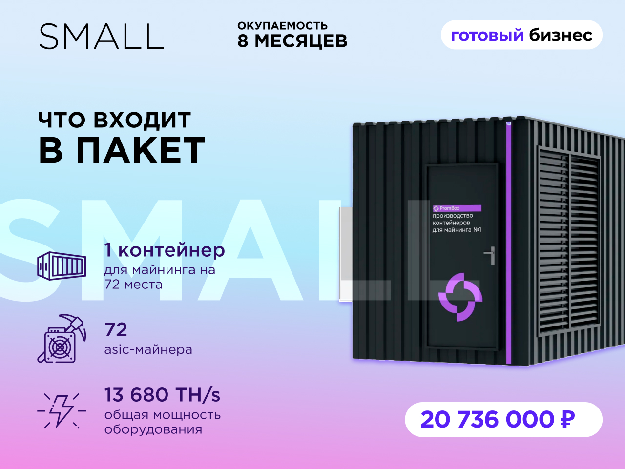 Готовый бизнес PM Small на 72 места